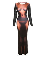 Load image into Gallery viewer, sealbeer A&amp;A 3D Body Print Bodycon Maxi Dress